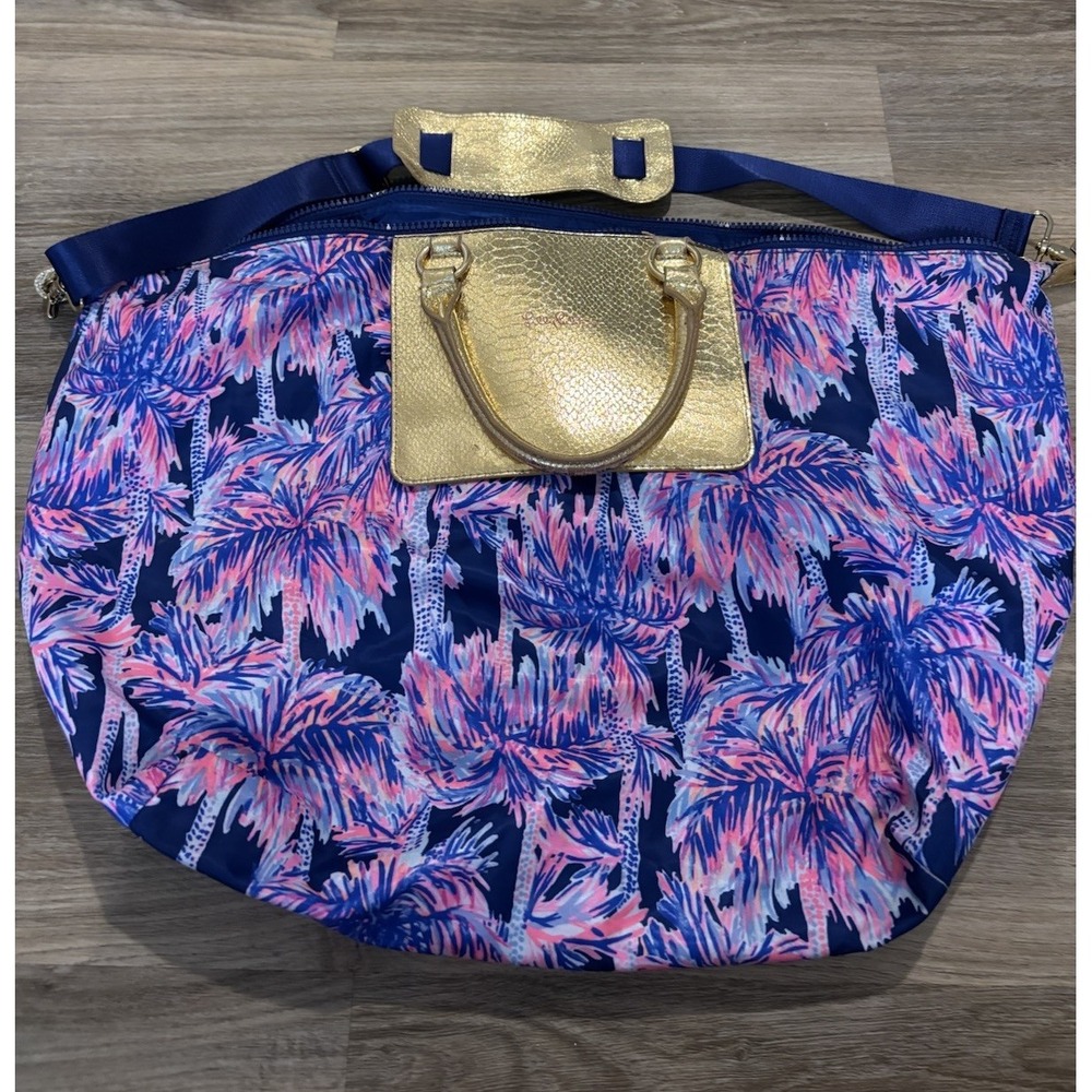 Lilly Pulitzer Golden Handles & Decor Packable Escape Weekender Duffle Bag